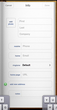 iOS Contacts Entry
